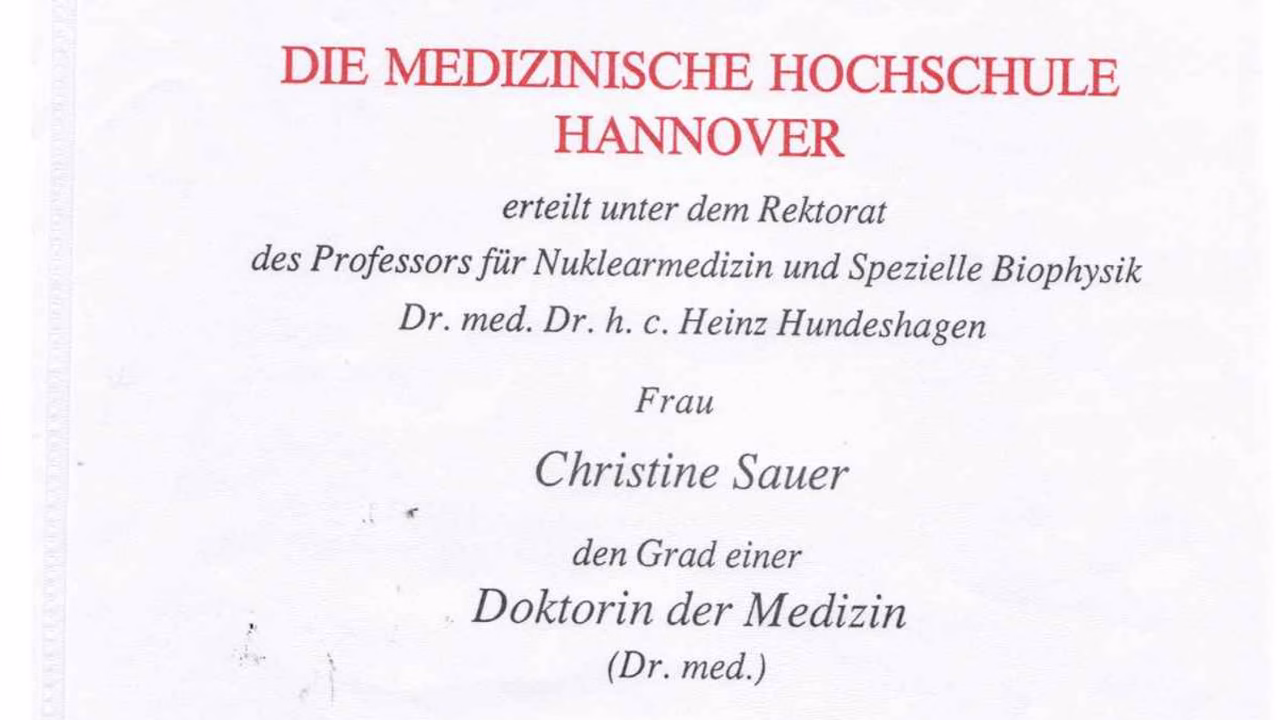dr christine sauer doctorate medical credential german doctorate medical doctor