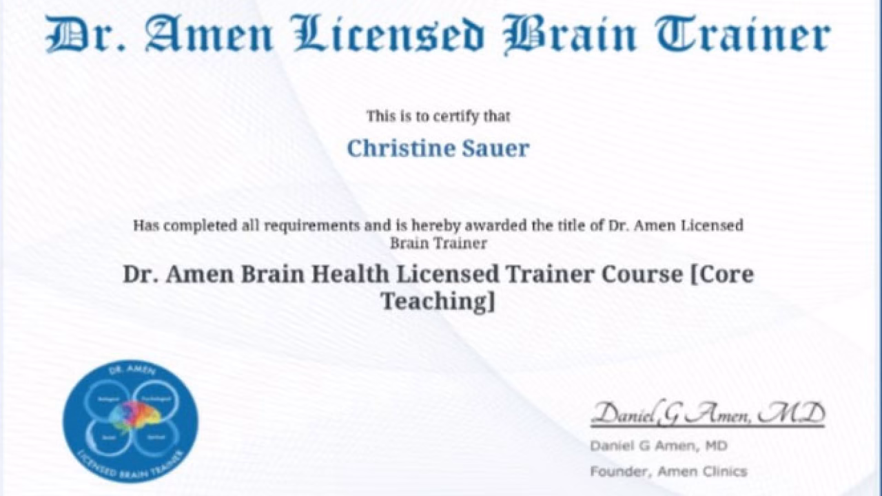 medical credential licensed brain trainer dr daniel amen christine sauer
