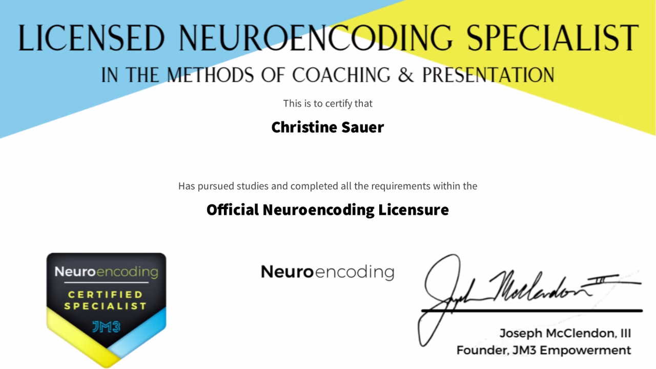 medical credential licensed neuroencoding specialist christine sauer